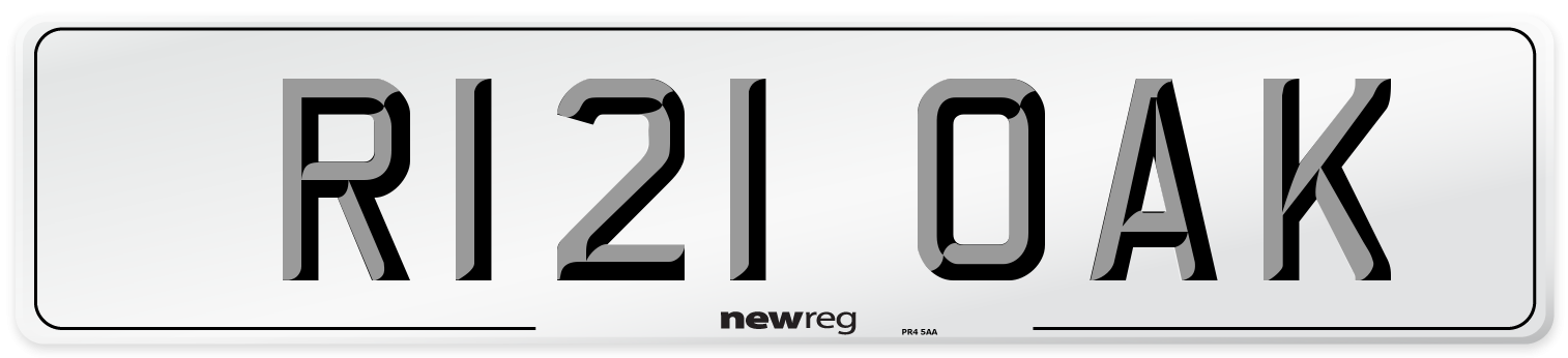 R121 OAK Number Plate from New Reg